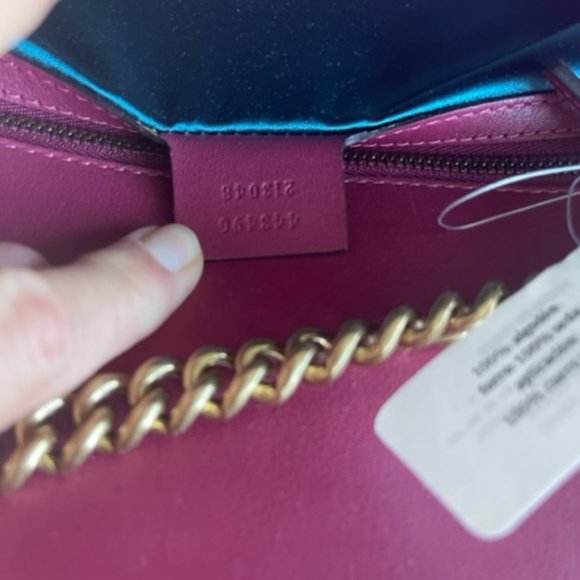 Gucci Blind For Love Pink Rose Velvet Handbag Bag Marmont GG Gold Purse Italy NW - Picture 14 of 15